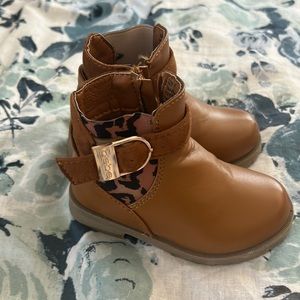 Bebe Toddler Brown Leopard Print Boots - Sz 7